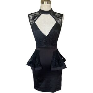 Gothcore Varga Lace Cocktail Black Sleveless Mini Dress